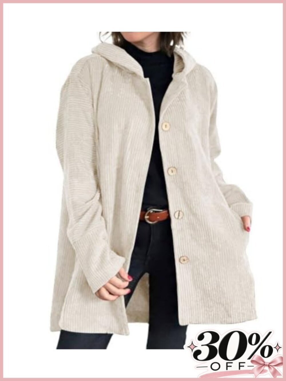 Corduroy Hooded Trench Coat Jacket